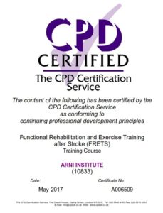 cpd ARNI COURSE 229x300 - Specialist Accreditation for Therapists and Instructors - Stroke Rehabilitation and Exercise Training for Survivors & Specialist Stroke Courses for Therapists and Trainers, Online and Face to Face