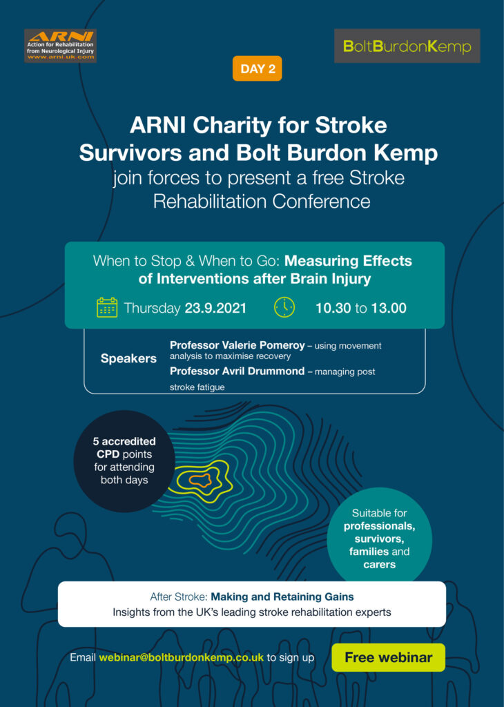 ARNI BBK Stroke Conference  730x1024 - UNDERSTAND, MAKE & RETAIN GAINS AFTER STROKE - Stroke Rehabilitation and Exercise Training for Survivors & Specialist Stroke Courses for Therapists and Trainers, Online and Face to Face